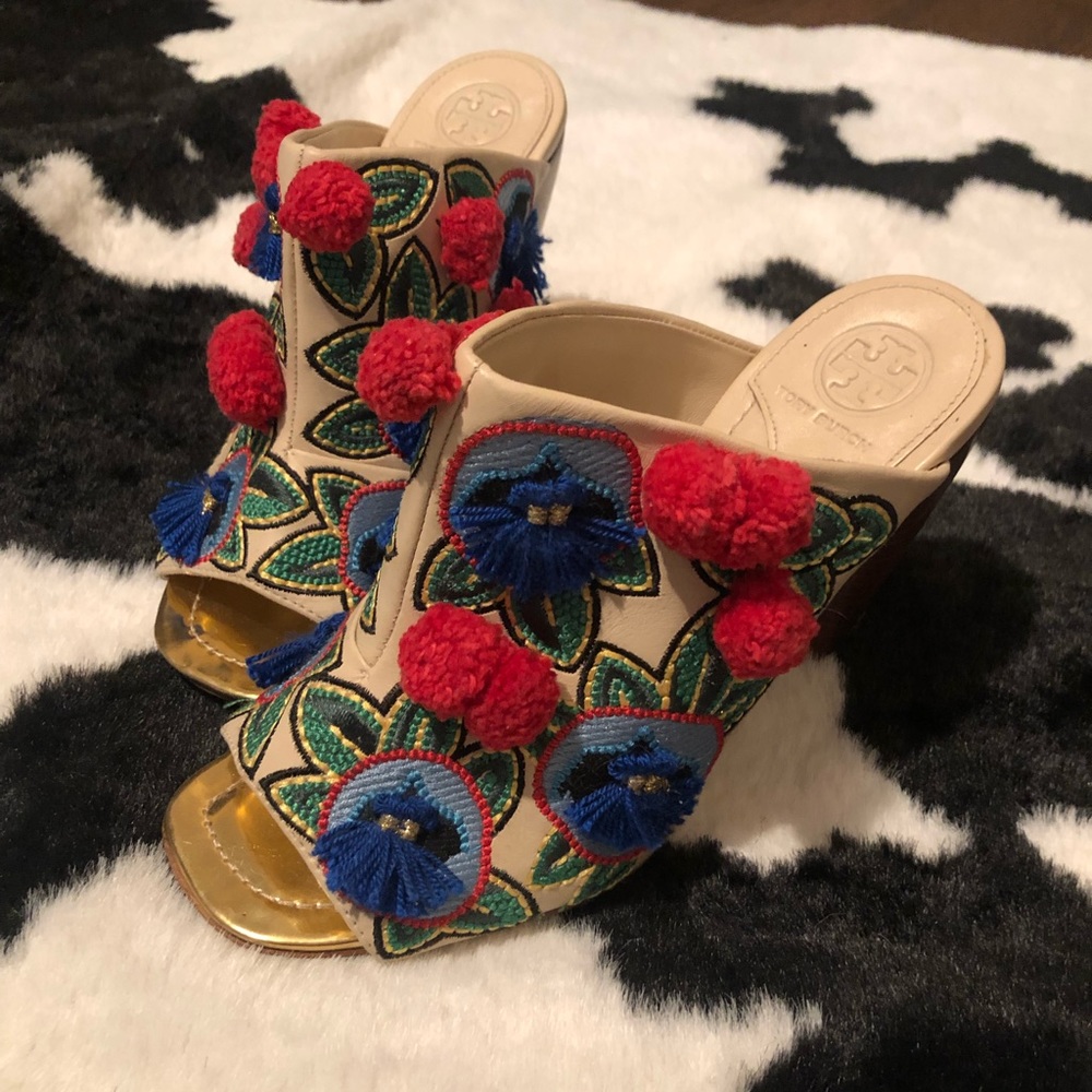 Tory Burch embroidered heels